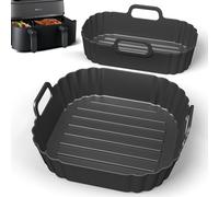 PINTAUR Silicone Air Fryer Liner 2 Pack, Reusable Basket Accessories for Philips Dual Basket Airfryer 3000 Series 6L/3L, Tefal EY9018 5.2/3.1 L, Airfryer Trays Accessories