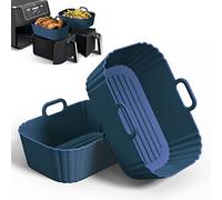 PINTAUR Silicone Air Fryer Liner 2Pack, Air Fryer Accessories, Repeatable Silicone Liners for Dual Air Fryer AF300UK AF400UK & Tower T17088, 7.87inch Silicone Air Fryer Pot Basket