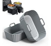 PINTAUR Silicone Air Fryer Liner 2Pack, Ninja Air Fryer Accessories, Repeatable Silicone Liners for Ninja Dual Air Fryer AF300UK AF400UK & Tower T17088, 7.87inch Silicone Air Fryer Pot Basket