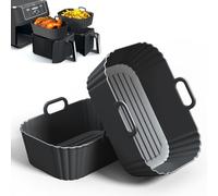 PINTAUR Silicone Air Fryer Liner 2Pack, Ninja Air Fryer Accessories, Repeatable Silicone Liners for Ninja Dual Air Fryer AF300UK AF400UK & Tower T17088, Silicone Air Fryer Pot Basket 7.6-9.5L