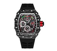 PINTIME Fashion Mens Watch Hallow Punk Chronograph Sports Wristwatch Luxury Designer Mens Watch, Black.1, Chronograph