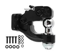 Pintle Hook Combination Hitch Receiver Heavy Duty 8 Ton Towing Capacity with 2 Inch Ball For RVs Trailers Off Road Vehicles Black Powder Coated Forged Steel Construction