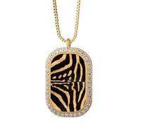 Pinto Feather Design Necklace Pendant Diamond Crystal Golden Jewelry