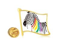 Pinto LGBT Rainbow Color Pattern Golden Metal Flag Lapel Pin Badge