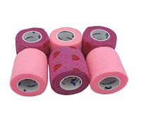 PintoMed -3XPINK+3XPINK Hearts X 5CM X 4.5M - Cohesive Bandage Stretched, Self-Adhesive Flexible Bandages, First Aid Sports Wrap Bandages Pack Individually for Medical, Sports and Veterinary use.