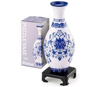 Pintoo 3D Puzzle Vase Unique Flower Vase Made By 160 Curved Plastic Puzzle Pieces House Warming Gift for Flower Arrangements and Home Decoration - [S1032] (Classic, Indigo Age)