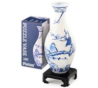 Pintoo 3D Puzzle Vase Unique Flower Vase Made By 160 Curved Plastic Puzzle Pieces House Warming Gift for Flower Arrangements and Home Decoration - [S1025] (Translucent, Magpies on Plum Tree)
