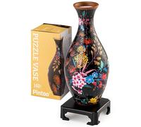 Pintoo 3D Puzzle Vase Unique Flower Vase Made By 160 Curved Plastic Puzzle Pieces House Warming Gift for Flower Arrangements and Home Decoration - [S1031] (Classic, Elegant Floral Print)
