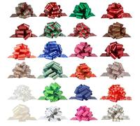 PintreeLand 24PCS Christmas Wrap Pull Bows with Ribbon 5” Wide Wrapping Accessory for Xmas Present, Gift, Florist, Bouquet, Basket, Xmas Tree Decoration (24 PCS)