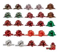 PintreeLand 24PCS Christmas Wrap Pull Bows with Ribbon Wrapping Accessory for Xmas Florist, Bouquet, Basket Decoration, Easy to Assemble