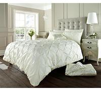 Pintuck Duvet Cover and Pillowcases Set Poly Cotton Bedding (Alford Cream, King)