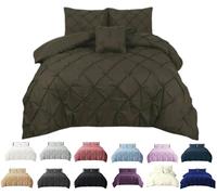 Pintuck Duvet Cover + Pillow Cases, Lightweight Luxury Quilt Covers, Soft Eliza Bedding Sets Pinch Pleated, Hand Stitched 68-Pick Fibre, PolyCotton, Premium Supreme Quality (Brown-Choco, Super King)