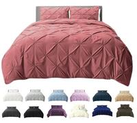 Pintuck Duvet Cover + Pillow Cases, Lightweight Luxury Quilt Covers, Soft Eliza Bedding Sets Pinch Pleated, Hand Stitched 68-Pick Fibre, PolyCotton, Premium Supreme Quality (Dusky Pink, Double)