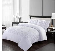 Pintuck Duvet Cover Set Super Soft Brushed Microfibre Hotel Quality White Bedding Lightweight Grey Quilt Covers Double King Superking Size Bed Sets