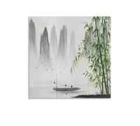 Pintura Tradicional China En Lienzo De Paisaje Blanco Y Negro Poster (1) Canvas Art And Wall Art Picture Print Modern Family Bedroom Decor 20x20inch(50x50cm)