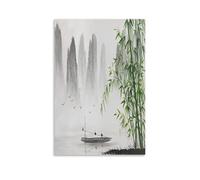 Pintura Tradicional China En Lienzo De Paisaje Blanco Y Negro Poster (2) Wall Art Bedroom Prints Home Decor Hanging Picture Canvas Painting 20x30inch(50x75cm)