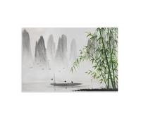 Pintura Tradicional China En Lienzo De Paisaje Blanco Y Negro Poster (3) Wall Art Picture Painting Canvas Print Artworks Bedroom Living Decor 20x30inch(50x75cm)
