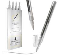 Pinturale Arts 4 Silver Paint Pen Fine Tip | Set 4 Silver Marker Pen | Extra Fine Tip 0,7mm | Paint Pens For Black Paper, Ceramics, Rock Painting, Glass, Wood, Canvas, Metal