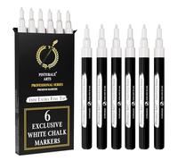Pinturale Arts 6 Extra Fine Tip White Chalk Markers | 1mm Tip | For Windows, Blackboard, Dry Erase Board, Chalkboards, Glass, Easy Erase | White Chalk Pens Fine Tip
