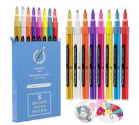 Pinturale Arts® Set 8 Glitter Paint Pens For Crafts, Rock Painting, Wood, Glass, Fabric | Glitter Pens, Glitter Markers | 0.7mm Extra Fine Tip