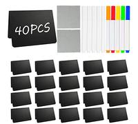 Pintuson 40 Pack Mini Chalkboard Signs for Food, 4x3 Inches Small Chalkboard Sign, Food Labels for Party Buffet and Weddings, Place Cards, Easy to Write and Wipe