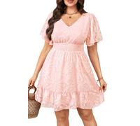 Pinup Fashion Women Plus Size Dresses Summer -Graduation Wedding Guest Casual Semi Formal Short Dress 2025, Light Pink, 26 Plus