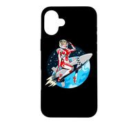 PinUp Girl Astronaut Riding a Rocket in Space Case for iPhone 16 Plus