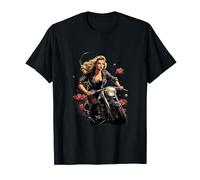Pinup Girl Biker 1940s Motorcycle Riding Vintage T-Shirt
