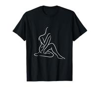 Pinup Girl Outline Art Naked Woman Lineart Fineline Oneline T-Shirt