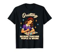 Pinup Girl Quilting Because Punching People is Wrong T-Shirt