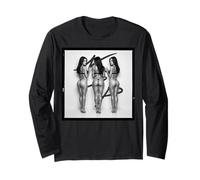 Pinup Girl T Shirt for Men - Seeing Triple B&W Long Sleeve T-Shirt
