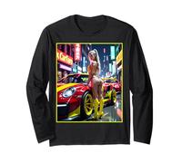 Pinup Girl T Shirt for Men - Sexy Blonde Girl & Exotic Car Long Sleeve T-Shirt
