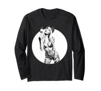 Pinup Girl T Shirt for Men Sexy Pin up Girl & Ice Pop V2 BW Long Sleeve T-Shirt
