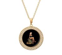 Pinup Sitting on Top of Bullets Multicolored Alloy Diamond Necklaces Brilliant Circle Pendant Necklace Jewelry Gift for Women