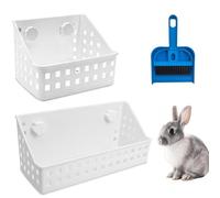 PINVNBY 2 PCS Hay Feeder for Rabbits, Less Wasted Hay Rack Manger, Hanging Guinea Pig Rabbit Hay Holder for Bunny, Chinchilla, Guinea Pig, Plastic Food Bowl Use for Grass & Food