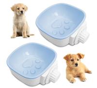 PINVNBY 2PCS Dog Crate Water Bowl 2in1 Crate Type Pet Hanging Bowl for Crates Plastic Removable Kennel Cage Water Bowls Coop Cup for Dog Puppy Spaniel Hedgehog Rabbit Bird Hamster(Blue)