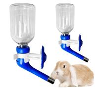 PINVNBY 2PCS Rabbit Dog Water Bottle No Drip Hanging Chinchilla Water Dispenser Plastic Leak-Proof Bunny Waterer Suspended Small Pet Water Feeder for Ferret Hedgehog Squirrel Kitty Puppy(Blue)