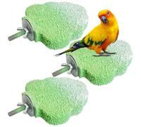 PINVNBY 3PCS Bird Beak Grinding Stone Resin Bird Perch Stand Grinding Claw Birds Cage Perch Parrot Climbing Chewing Toys Parakeet Cage Accessories for Budgies Cockatiels Conures (Green)