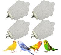 PINVNBY 4 PCS Bird Perch Stands Parrot Calcium Perch Beak Grinding Stone Foot Claws Trimmer Parakeet Platform Parrot Chewing Toys for Small Medium Cockatiel Conure Lovebird Finch(Grape)
