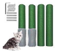 PINVNBY 4pcs Cat Scratching Post Replacement with Groomer, 15.7 Inch Natural Sisal Extension Scratching Post for Cats Tree DIY Crafts Climbing Perch Hemp Rope Scratching Perch Parts Green