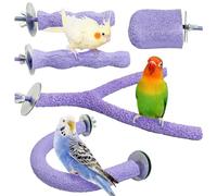 PINVNBY 5 Pack Bird Perch Resin Bird Beak Grinding Stone Parrot Cage Perch Stand Platform Foot Claws Trimmer Chew Toy Bird Cage Accessories for Budgie Cockatiel Conure Lovebird Finch (Purple)