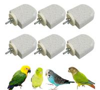 PINVNBY 6 PCS Bird Perch Bird Beak Grinding Stone Calcium Mineral Parrot Perch Foot Claws Trimmer Chew Toy Cage Accessories for Small Medium Budgie Cockatiel Conure Lovebird Finch