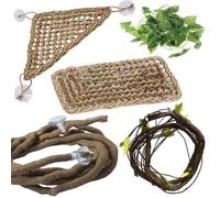 PINVNBY Bearded Dragon Accessories Lizard Hammock Jungle Climber Vines Flexible Leaves Habitat Reptile Decor for Climbing, Chameleon, Lizards, Gecko, Snakes