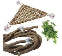 PINVNBY Bearded Dragon Hammock Reptile Leaves Lizard Tank Habitat Decor Accessories Artificial Climbing Vines With suction cups for Chameleon Gecko Snakes