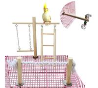 PINVNBY Bird Playground, Wood Parrot Parrot Play Gym Bird Play Stand Perch Bird Cage Accessories for Small and Medium Bird Parrot Parakeet Cockatiel Conure Love Birds Finch