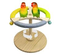PINVNBY Bird Stand Perch Toy Wooden Spinning Parrot Perch with Cotton Rope and Bell Interactive Cockatiel Toy Bird Cage Accessories for Parakeets Conures Budgies Finches Lovebirds