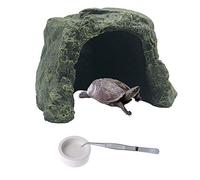 PINVNBY Large Reptile Hideout Cave,Resin Tortoise Hide Rock Turtle Hideaway House Lizard Box Shelter Habitat Decoration for Gecko Spiders Frogs Fish Turtles Hermit Crabs(3 Pcs)