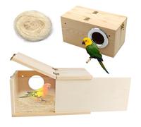 PINVNBY Nesting Box for Birds,Wooden Parakeet Nest Box with Detachable Board Transparent Visual Cockatiel House for Budgie Lovebird Conure Parrot (XL)