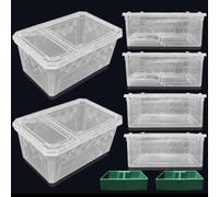 PINVNBY Reptile Feeding Box 6 PCS Snake Breeding Box Lizard Cricket Cage Habitat Hatching Container Transparent Portable Critter Keeper for Spider Scorpion Gecko Tortoise Treefrog (2 Large 4 Small)