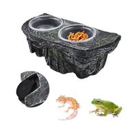PINVNBY Reptile Feeding Ledge with Suction Cups,Crested Gecko Feeder Ledges with 2 Pcs Water & Food Bowls Double Lizard Dish Bearded Dragon Tank Accessories for Geckos Chameleon Spider Snake